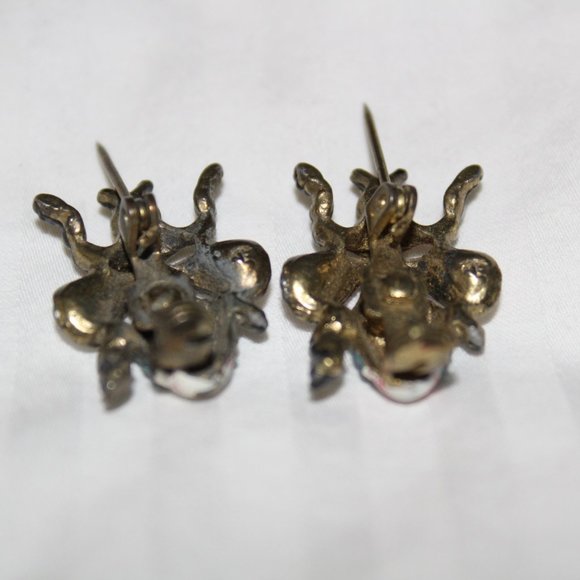 2 Vintage Fly Brooch Pins Red Rhinestones Eyes - Picture 8 of 8